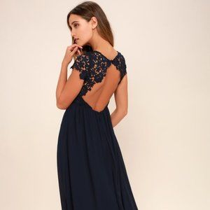 Lulus The Greatest Navy Blue Lace Maxi Dress - Medium